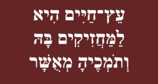 עֵץ־חַיִּים הִיא לַמַּחֲזִיקִים בָּהּ וְתֹמְכֶיהָ מְאֻשָּׁר